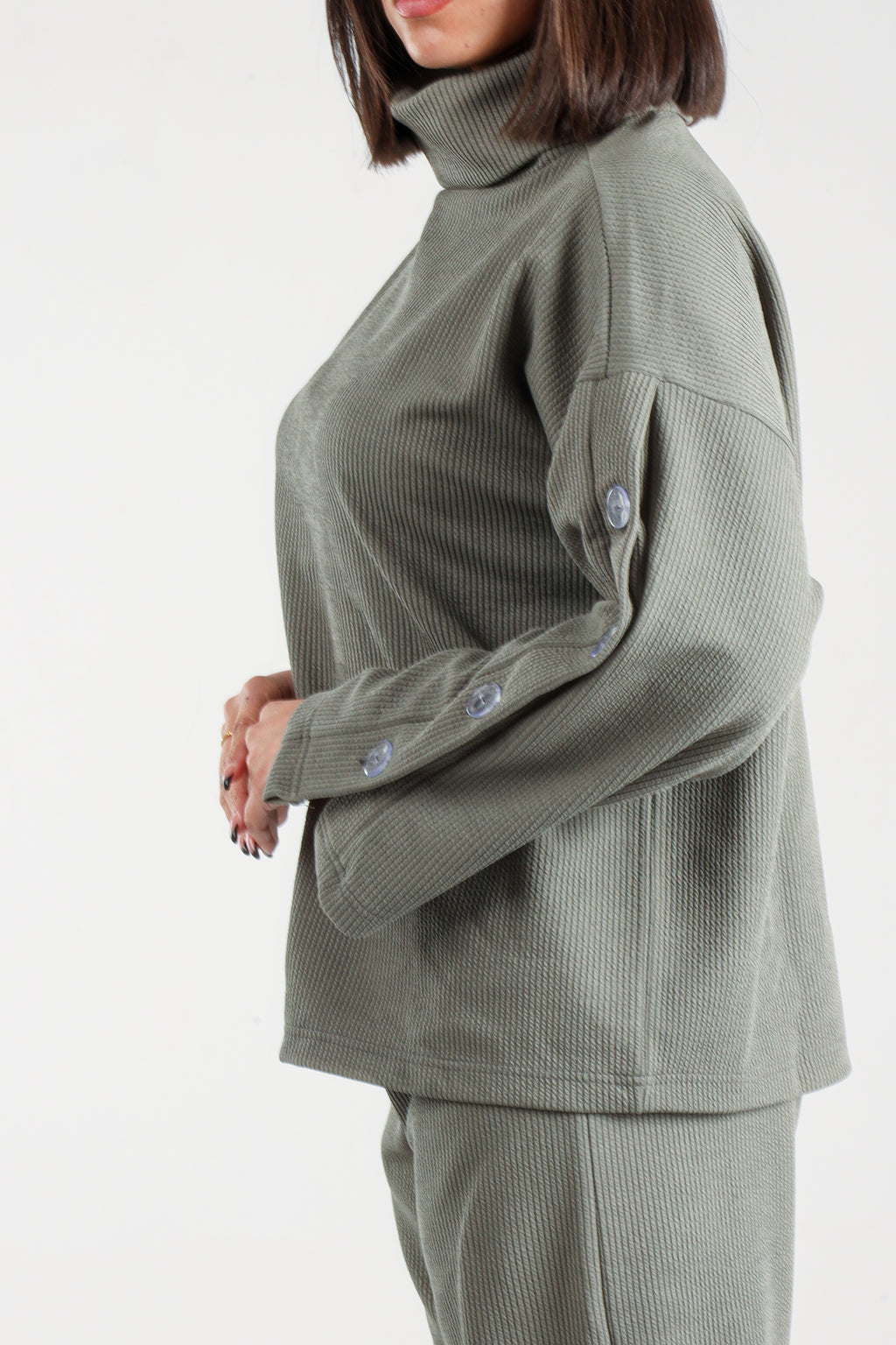 Ribbed Button-Detail Set