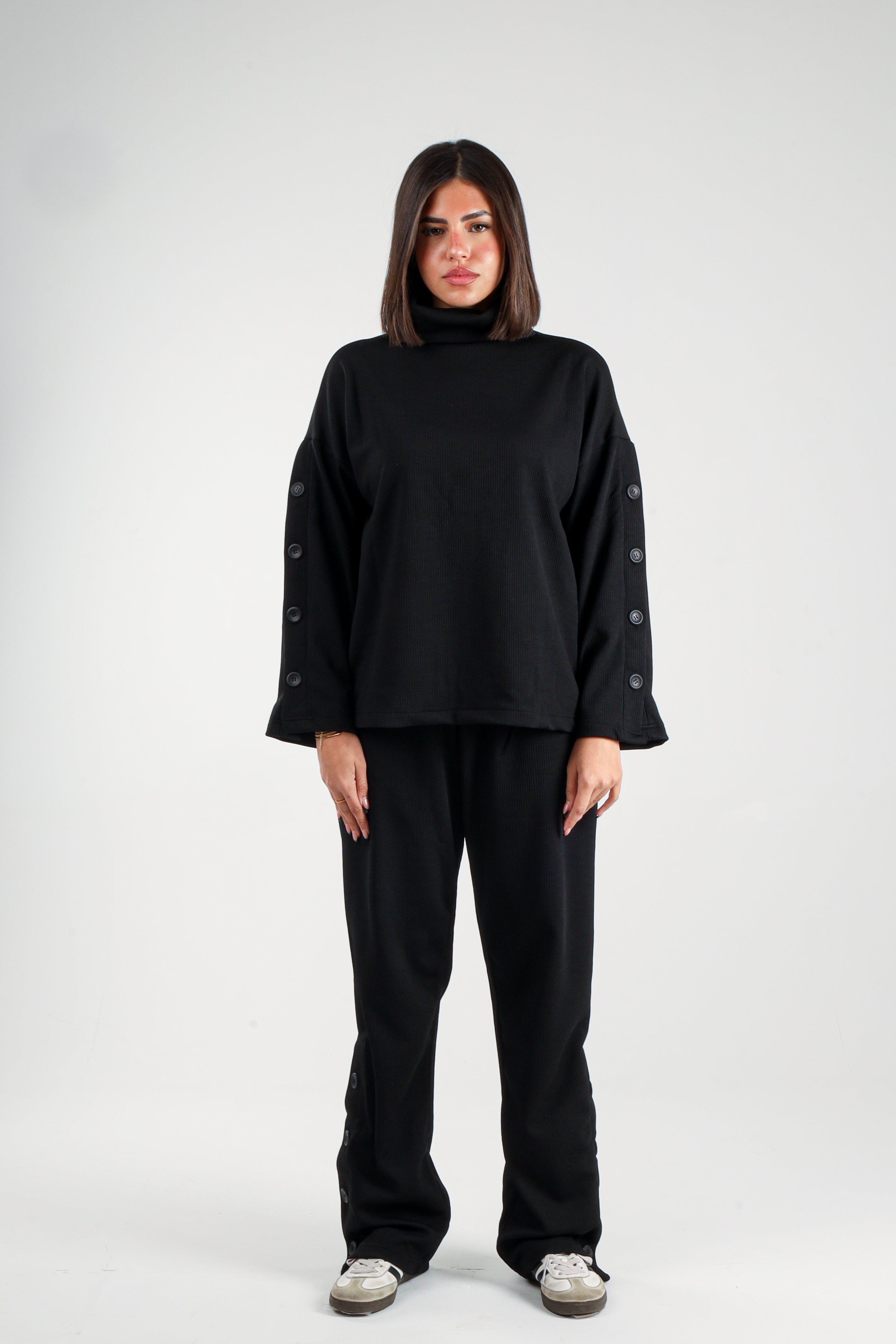 Ribbed Button-Detail Set