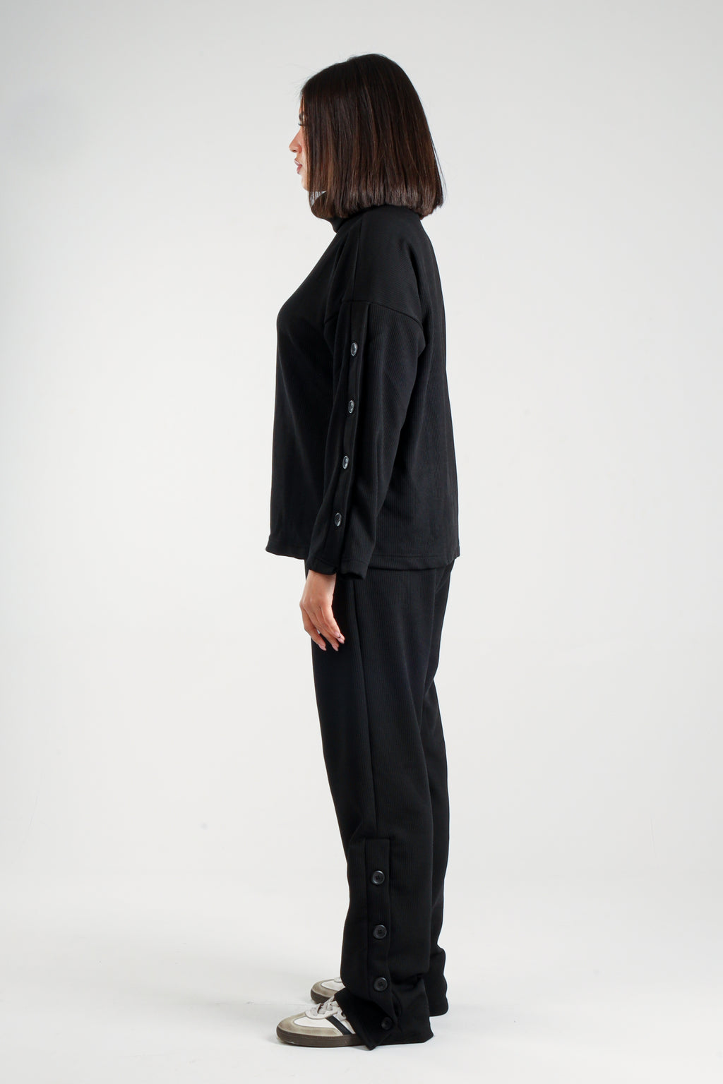 Ribbed Button-Detail Set