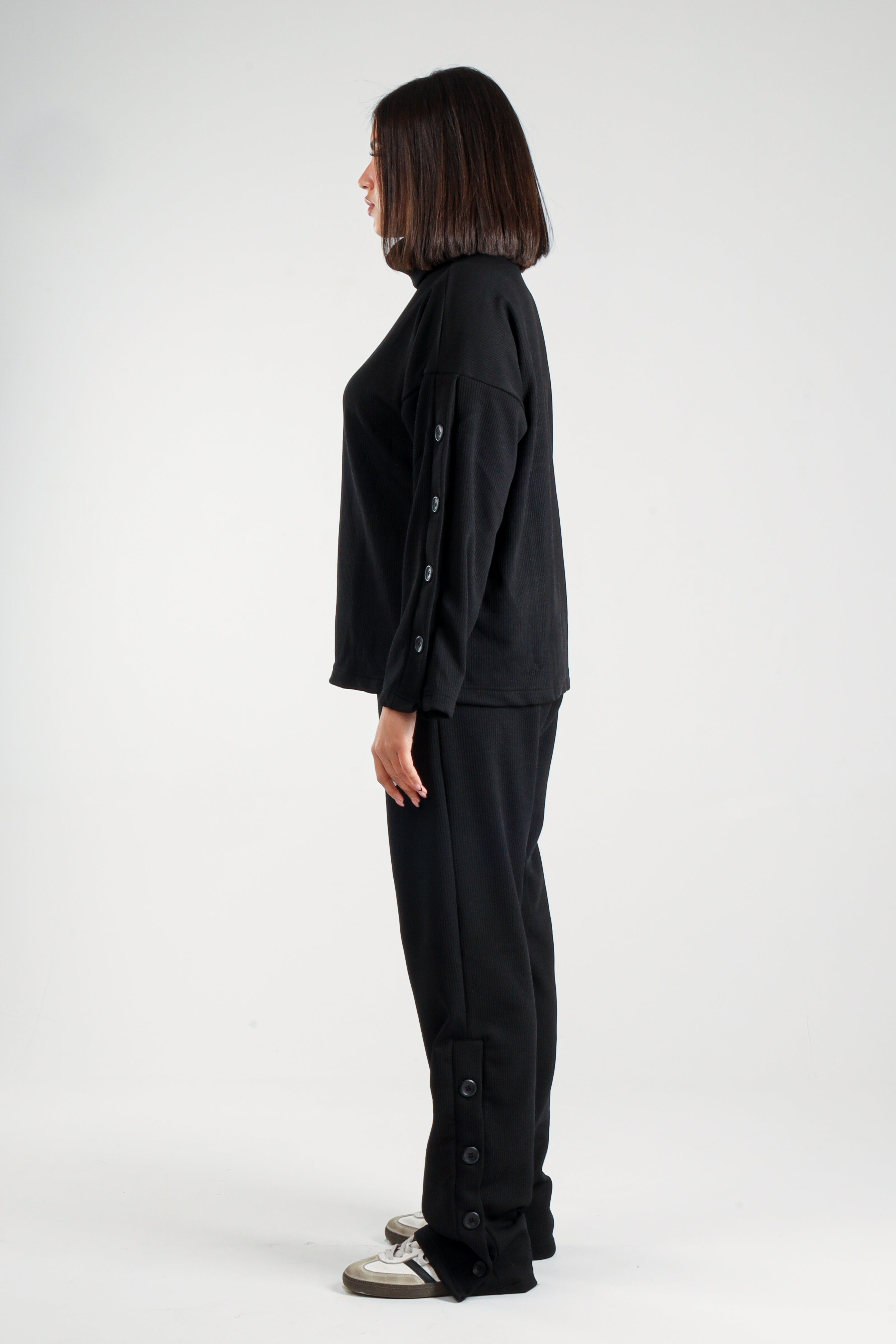 Ribbed Button-Detail Set