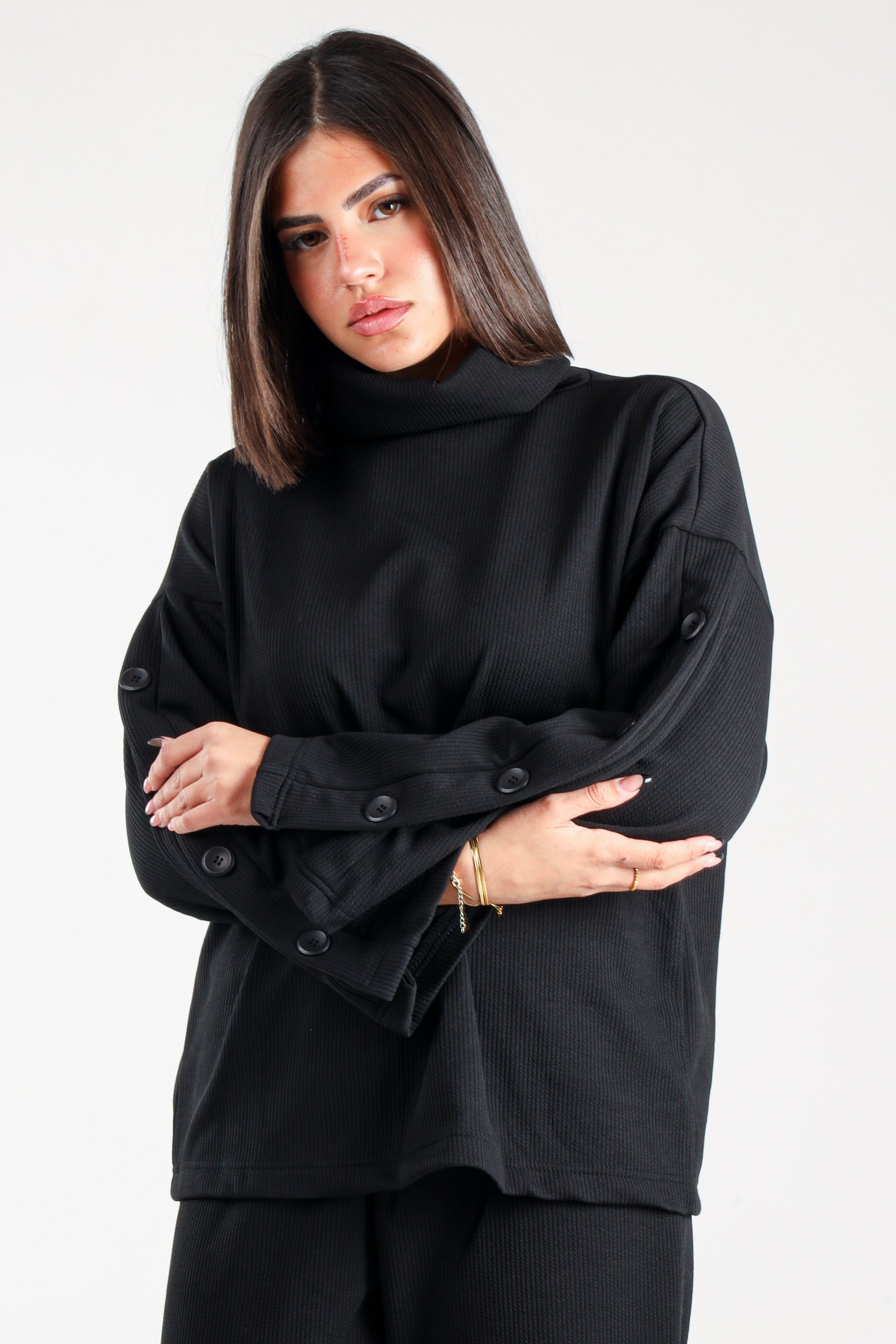 Ribbed Button-Detail Set