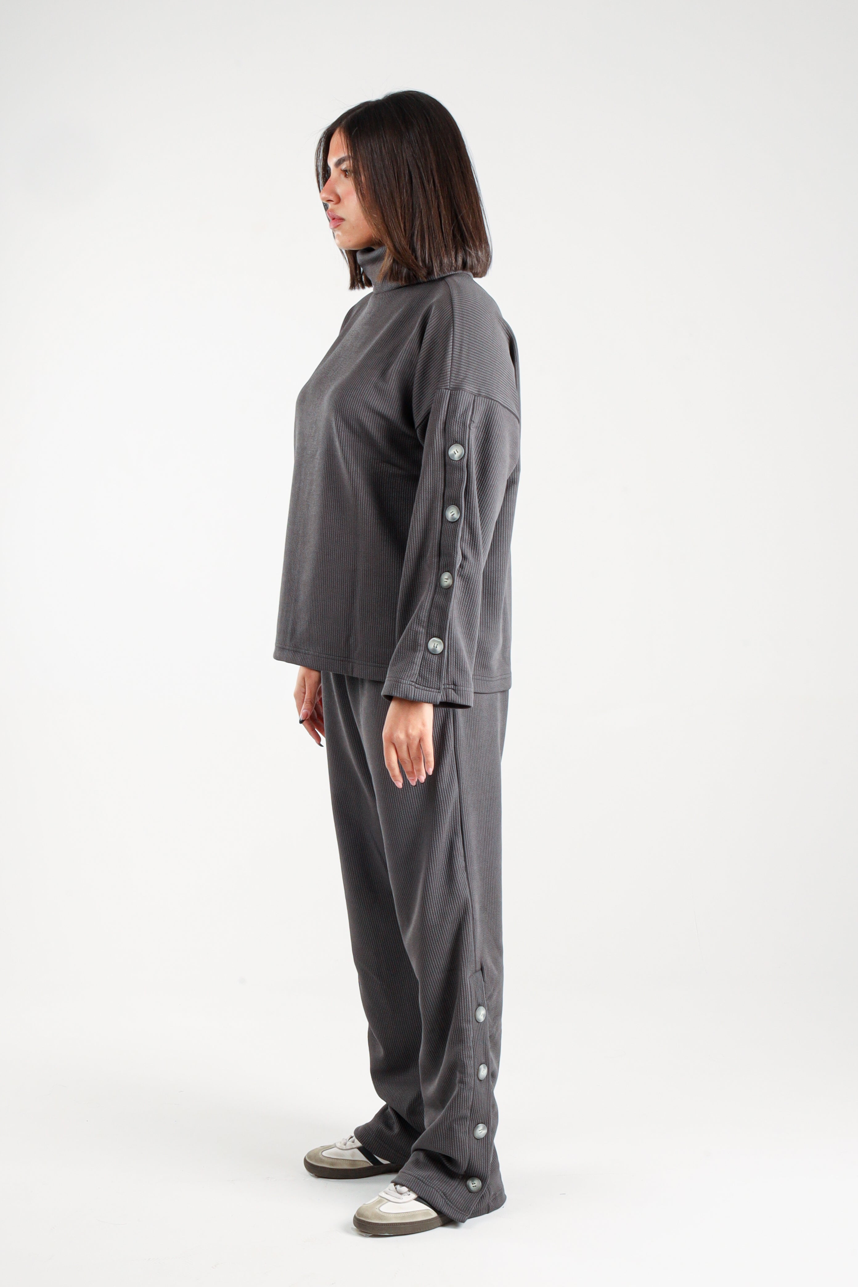 Ribbed Button-Detail Set